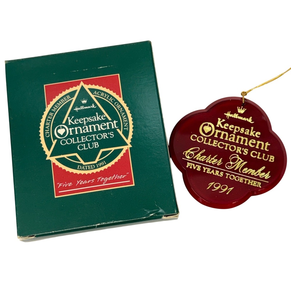 Hallmark Keepsake Ornament Collector's Club Charter Member 1991 Acrylic Red Gold